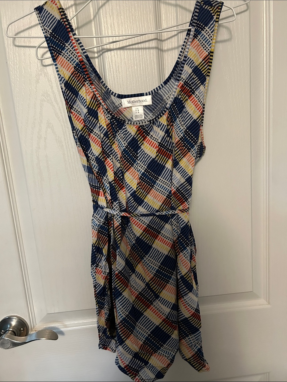 Motherhood Maternity Navy Plaid Sleeveless Tunic